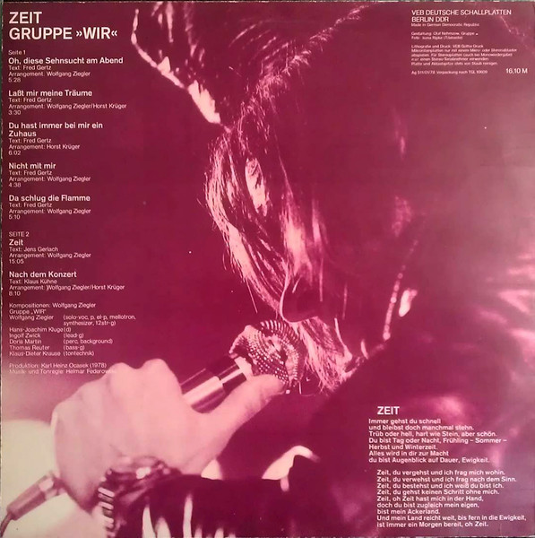 Cover zu Wir (2) - Zeit | 1978 | Vinyl | Rock, Funk / Soul | German Democratic Republic (GDR)