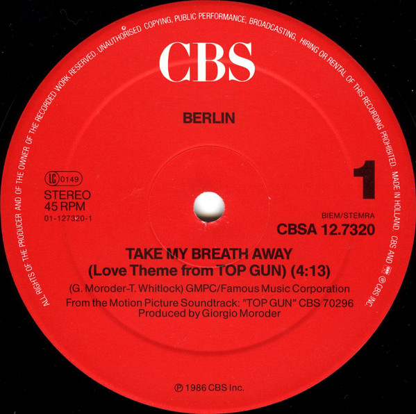 Cover zu Berlin - Take My Breath Away (Love Theme From