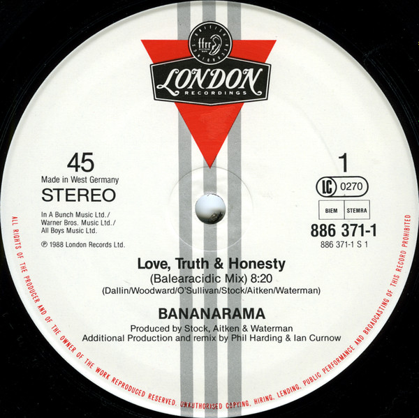 Cover zu Bananarama - Love, Truth & Honesty (The Remixes) | 1988 | Vinyl | Pop | Europe Schallplatten Ankauf