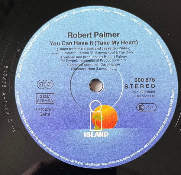 Cover zu Robert Palmer - You Can Have It (Take My Heart) | 1983 | Vinyl | Electronic, Rock | Europe Schallplatten Ankauf