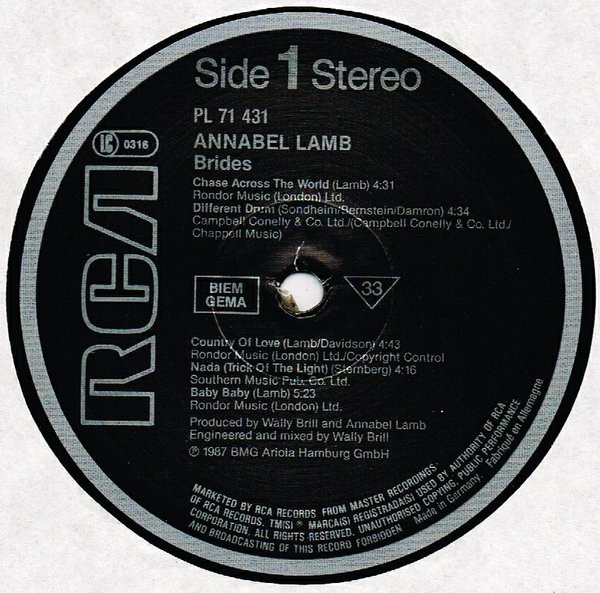 Cover zu Annabel Lamb - Brides | 1987 | Vinyl | Electronic | Europe