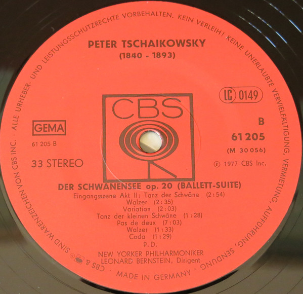 Cover zu Pyotr Ilyich Tchaikovsky - Leonard Bernstein, New York Philharmonic - Der Schwanensee Op. 20 (Ballett-Suite) | 1977 | Vinyl | Classical | Germany Schallplatten Ankauf