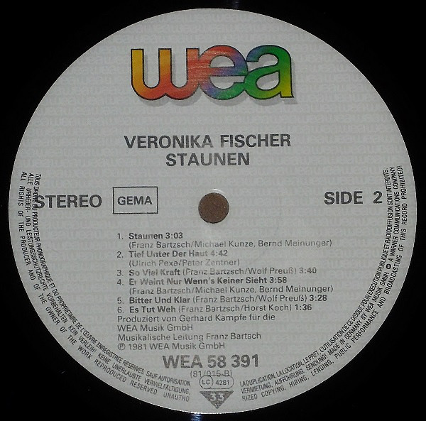 Cover zu Veronika Fischer - Staunen | 1981 | Vinyl | Pop | Germany
