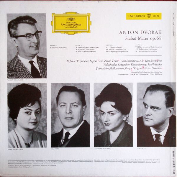 Cover zu Antonín Dvořák - Stefania Woytowicz ‧ Věra Soukupová ‧ Ivo Žídek ‧ Kim Borg ‧ The Czech Philharmonic Orchestra ‧ Dirigent: Václav Smetáček - Stabat Mater Op. 58 | 1962 | Vinyl | Classical | Germany Schallplatten Ankauf