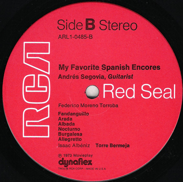 Cover zu Andrés Segovia - My Favorite Spanish Encores | 1974 | Vinyl | Classical | US