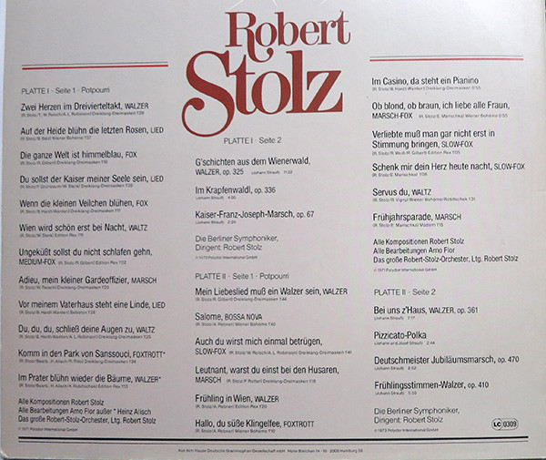 Cover zu Robert Stolz - Stargala | Vinyl | Pop, Classical, Stage & Screen | Germany