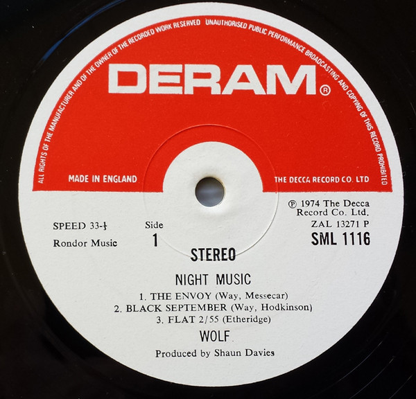 Cover zu Darryl Way's Wolf - Night Music | 1974 | Vinyl | Rock | UK