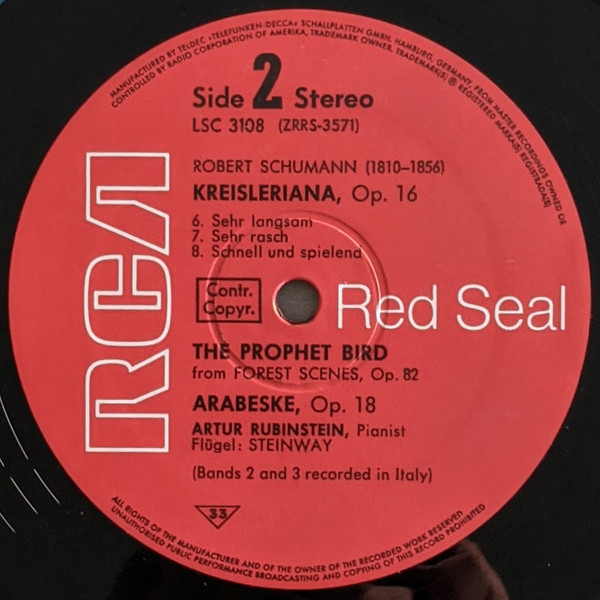 Cover zu Arthur Rubinstein - Robert Schumann - Rubinstein Spielt Schumann : Kreisleriana | 1970 | Vinyl | Classical | Germany Schallplatten Ankauf