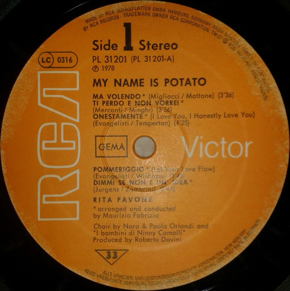 Cover zu Rita Pavone - My Name Is Potato | 1978 | Vinyl | Pop, Folk, World, & Country | Germany Schallplatten Ankauf
