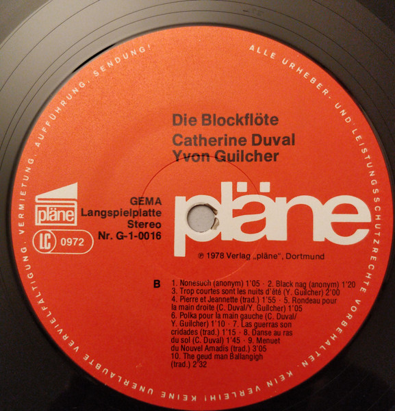 Cover zu Catherine Duval, Yvon Guilcher - Die Blockflöte | 1978 | Vinyl | Folk, World, & Country | Germany Schallplatten Ankauf