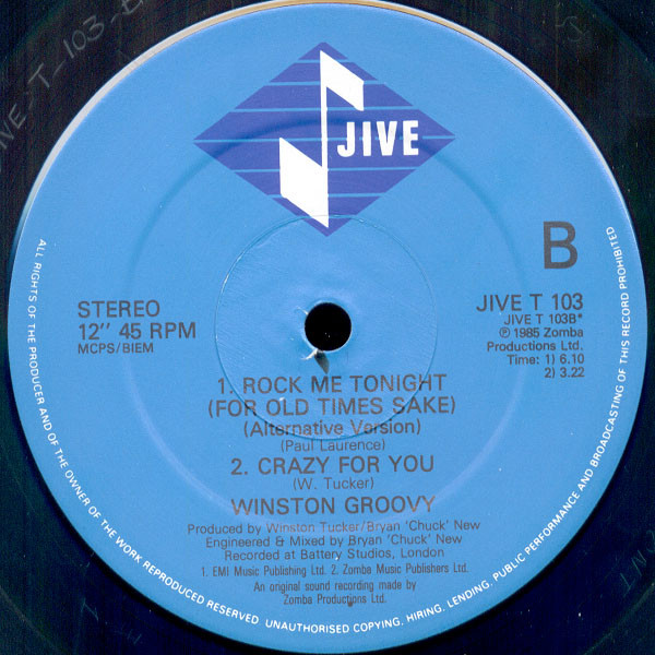 Cover zu Winston Groovy - Rock Me Tonight (For Old Times Sake) | 1985 | Vinyl | Electronic, Reggae | UK Schallplatten Ankauf