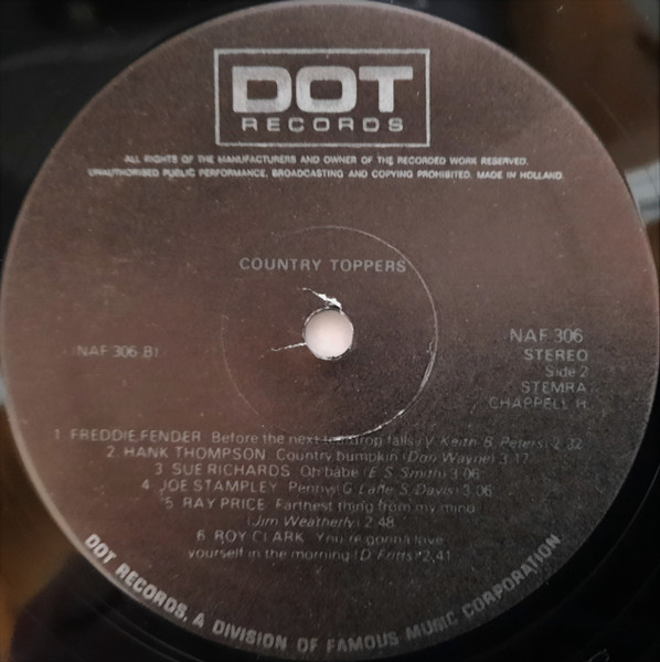 Cover zu Various - Country Toppers | 1975 | Vinyl | Folk, World, & Country | Netherlands Schallplatten Ankauf
