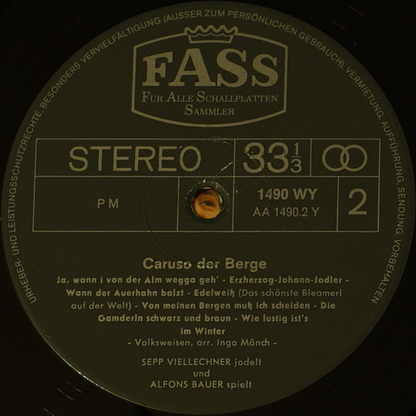 Cover zu Sepp Viellechner, Alfons Bauer - Caruso Der Berge | 1968 | Vinyl | Folk, World, & Country | Germany