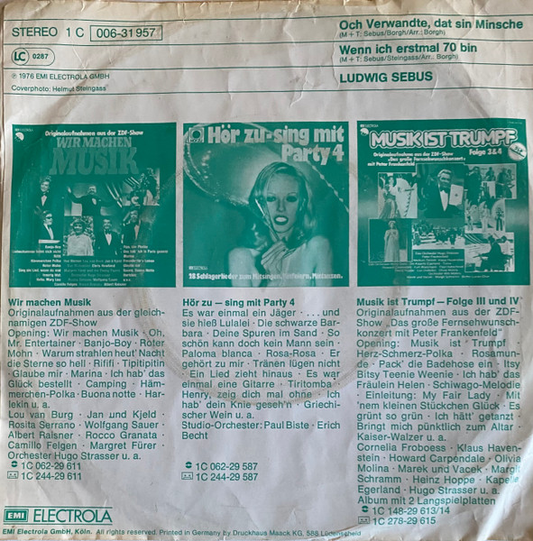 Cover zu Ludwig Sebus - Och Verwandte, Dat Sin Minsche | 1976 | Vinyl, 45 RPM, 7