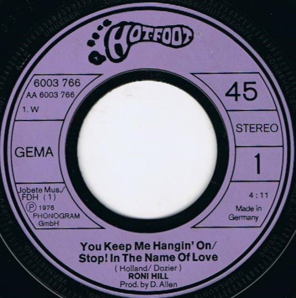 Cover zu Roni Hill - You Keep Me Hanging On / Stop! In The Name Of Love | 1976 | Vinyl | Funk / Soul | Germany Schallplatten Ankauf
