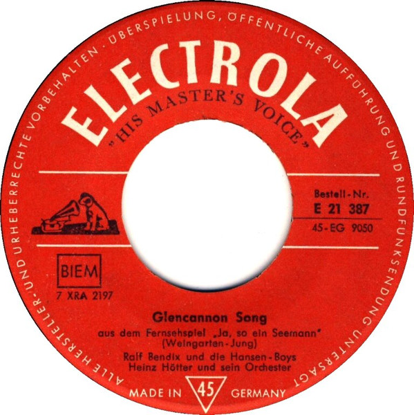 Cover zu Ralf Bendix - Glencannon-Song | 1960 | Vinyl | Pop | Germany