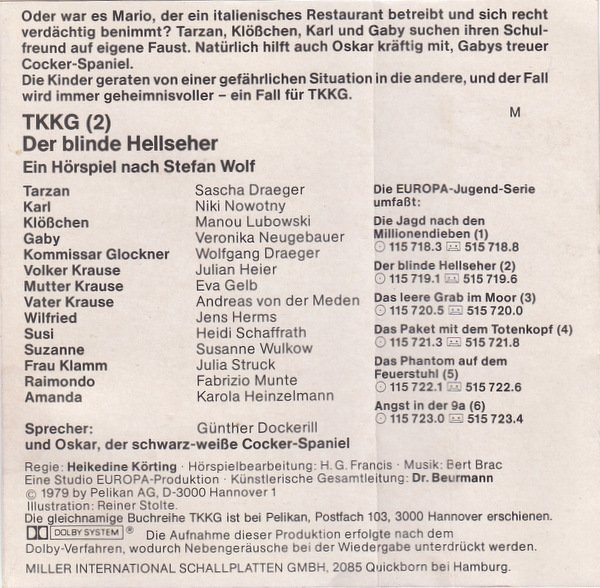 Cover zu Stefan Wolf - TKKG 2 - Der Blinde Hellseher | Vinyl | Non-Music | Germany Schallplatten Ankauf