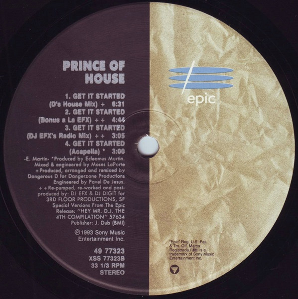 Cover zu Prince Of House - Get It Started | 1993 | Vinyl | Electronic | US