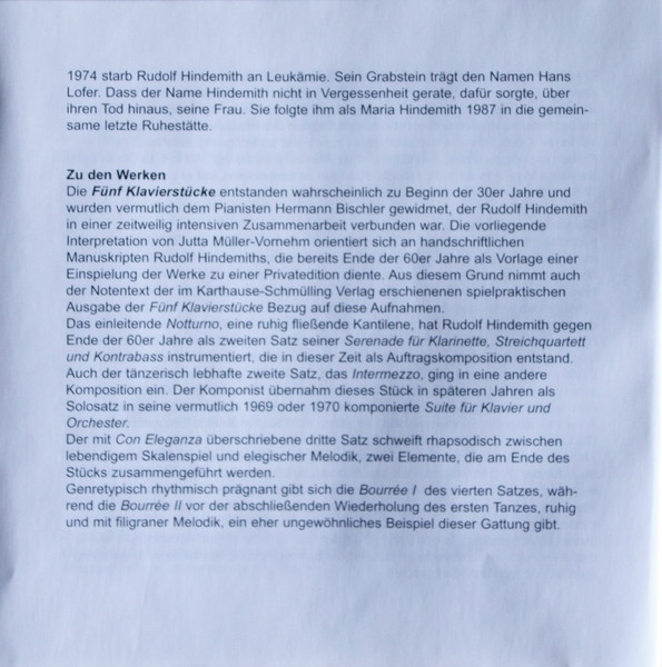 Cover zu Rudolf Hindemith - Rudolf Hindemith Edition Vol. 1 | 2002 | Vinyl | Classical | Germany Schallplatten Ankauf