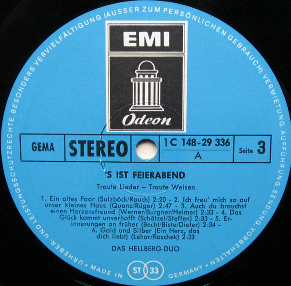 Cover zu Das Hellberg-Duo - 'S Ist Feierabend | Vinyl | Pop, Folk, World, & Country | Germany