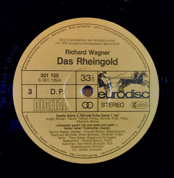 Cover zu Richard Wagner - Theo Adam, Siegmund Nimsgern, Peter Schreier, Roland Bracht, Matti Salminen (2), Christian Vogel (3), Eberhard Büchner, Karl-Heinz Stryczek, Yvonne Minton, Lucia Popp, Uta Priew, Hanna Schwarz, Marita Napier, Ortrun Wenkel, Staatskapelle - Das Rheingold | 1980 | Vinyl | Classical | Germany
