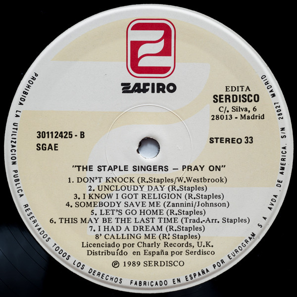 Cover zu The Staple Singers - Pray On | 1989 | Vinyl | Funk / Soul, Blues, Folk, World, & Country | Spain