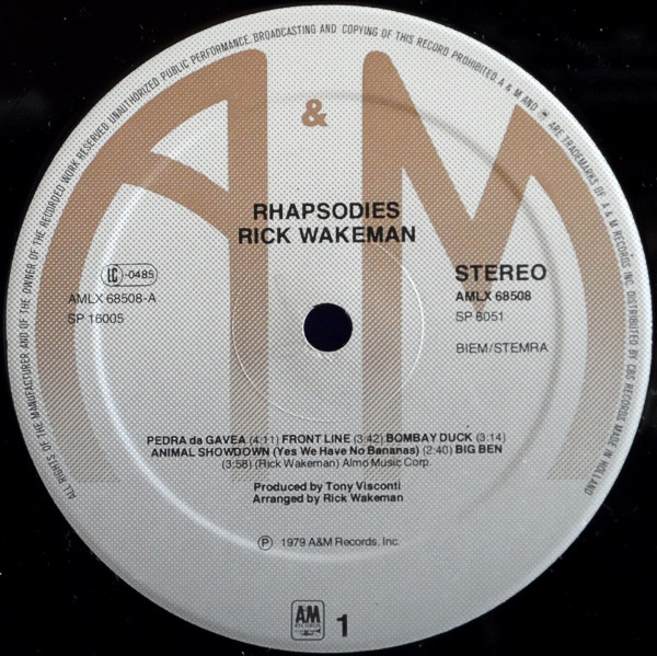 Cover zu Rick Wakeman - Rhapsodies | 1979 | Vinyl | Rock | Europe