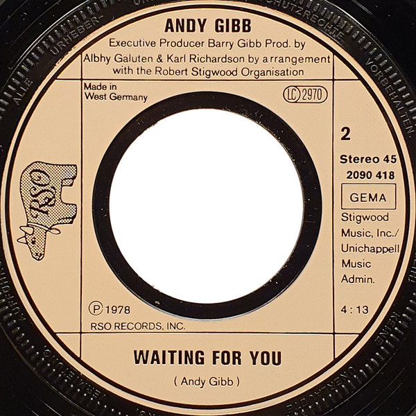 Cover zu Andy Gibb - Desire | 1980 | Vinyl | Pop | Germany