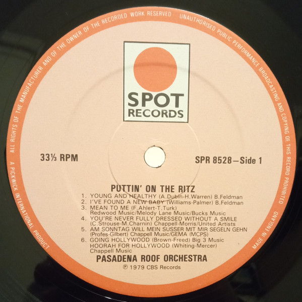 Cover zu The Pasadena Roof Orchestra - Puttin' On The Ritz | 1983 | Vinyl | Jazz | UK Schallplatten Ankauf