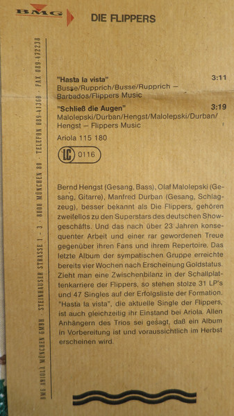Cover zu Die Flippers - Hasta La Vista | 1992 | Vinyl | Pop | Europe