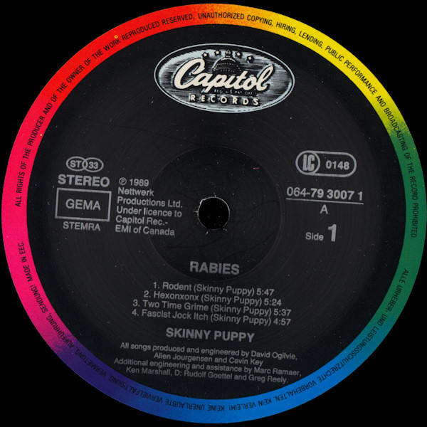 Cover zu Skinny Puppy - Rabies | 1989 | Vinyl | Electronic | Europe