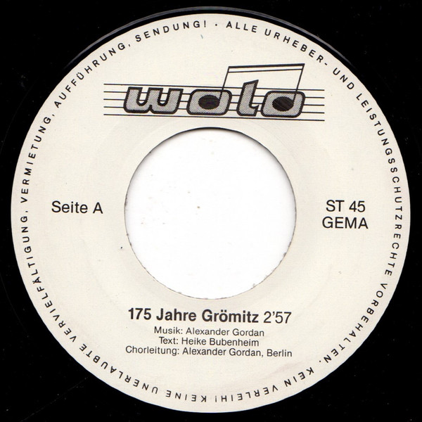 Cover zu Alexander Gordan, Heike Bubenheim - 175 Jahre Grömitz / Wir Lieben Das Meer | 1988 | Vinyl | Pop | Germany Schallplatten Ankauf