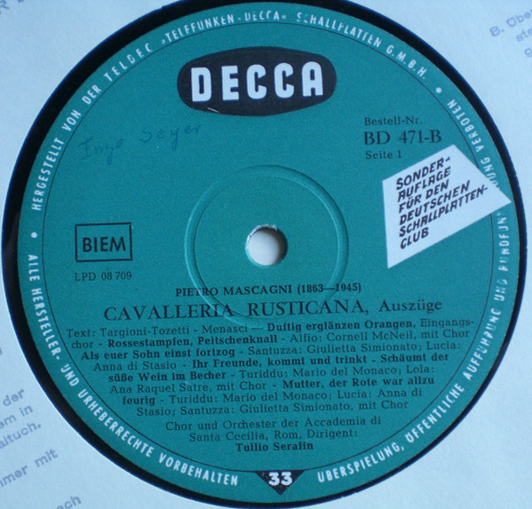 Cover zu Ruggiero Leoncavallo / Pietro Mascagni - Mario del Monaco, Cornell MacNeil, Renato Capecchi, Anna Di Stasio, Ana Raquel Satre, Giulietta Simionato, Gabriella Tucci, Coro dell'Accademia Nazio