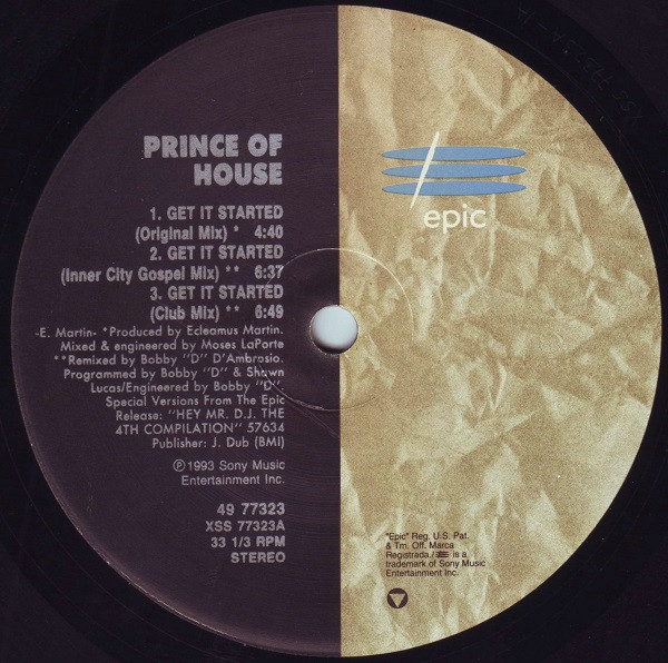 Cover zu Prince Of House - Get It Started | 1993 | Vinyl | Electronic | US Schallplatten Ankauf