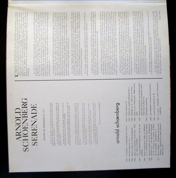 Cover zu Arnold Schoenberg / Pierre Boulez - Serenade | Vinyl | Classical | France
