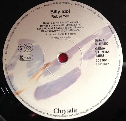 Cover zu Billy Idol - Rebel Yell | Vinyl | Electronic, Rock | Europe Schallplatten Ankauf