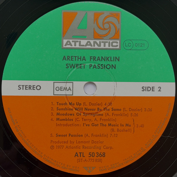 Cover zu Aretha Franklin - Sweet Passion | 1977 | Vinyl | Funk / Soul | Germany