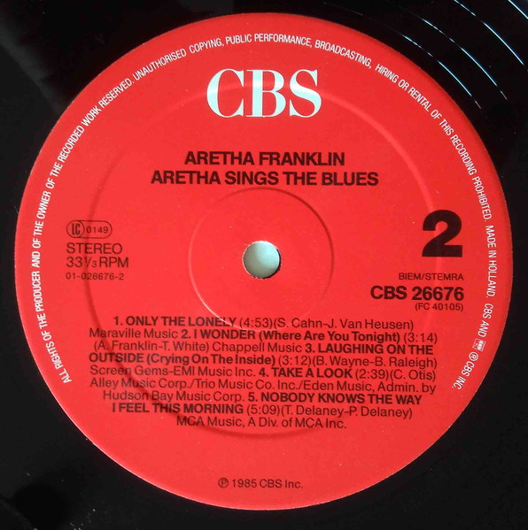 Cover zu Aretha Franklin - Aretha Sings The Blues | 1985 | Vinyl | Jazz, Funk / Soul, Blues | Europe Schallplatten Ankauf