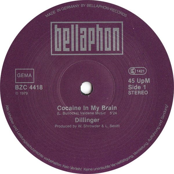 Cover zu Dillinger - Cocaine In My Brain / Funky Punk | 1979 | Vinyl | Reggae, Funk / Soul | Germany Schallplatten Ankauf