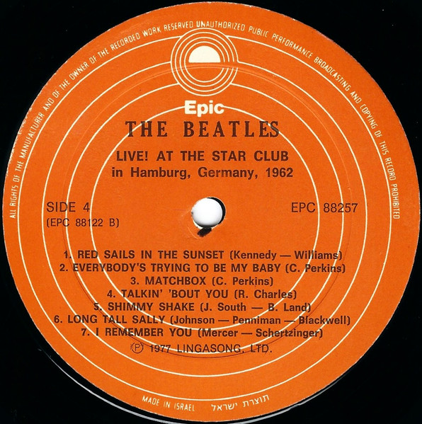 Cover zu The Beatles - Live! At The Star Club In Hamburg, Germany; 1962 | 1977 | Vinyl | Rock, Blues, Pop | Israel