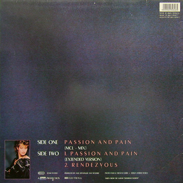 Cover zu Deborah Sasson - Passion And Pain | 1989 | Vinyl | Electronic | Germany