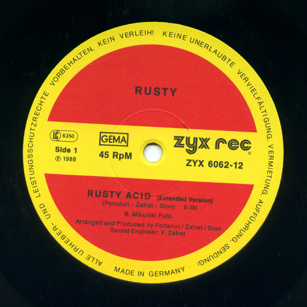 Cover zu Rusty - Rusty Acid | 1988 | Vinyl | Electronic | Germany Schallplatten Ankauf