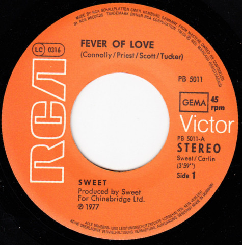 Cover zu The Sweet - Fever Of Love | 1977 | Vinyl | Rock | Germany Schallplatten Ankauf