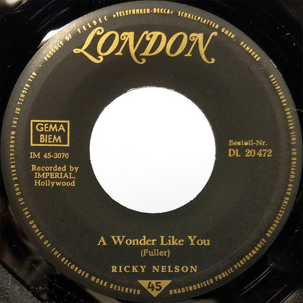 Cover zu Ricky Nelson (2) - A Wonder Like You / Everlovin' | 1961 | Vinyl | Rock, Pop | Germany