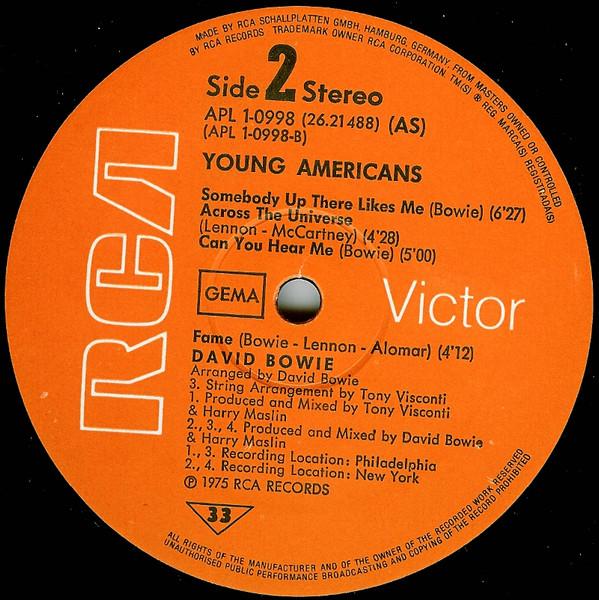 Cover zu David Bowie - Young Americans | 1975 | Vinyl, LP, Album, Stereo | Rock, Funk / Soul | Germany