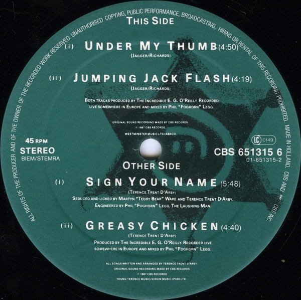Cover zu Terence Trent D'Arby - Sign Your Name | 1987 | Vinyl | Electronic, Funk / Soul, Pop | Europe Schallplatten Ankauf