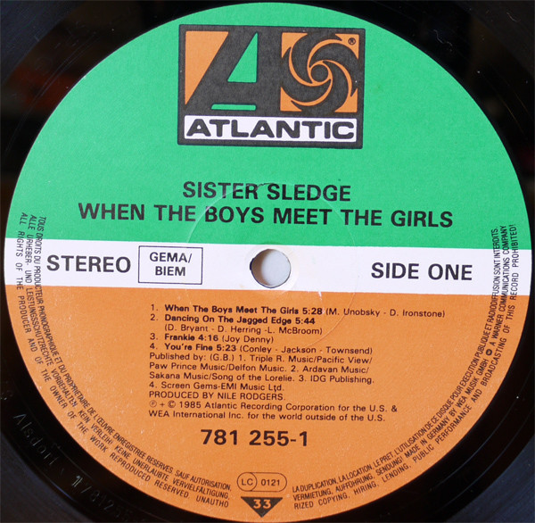 Cover zu Sister Sledge - When The Boys Meet The Girls | 1985 | Vinyl | Funk / Soul | Europe Schallplatten Ankauf