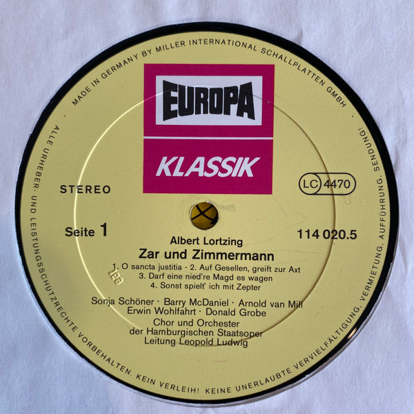 Cover zu Albert Lortzing - Zar & Zimmermann | Vinyl | Classical | Germany