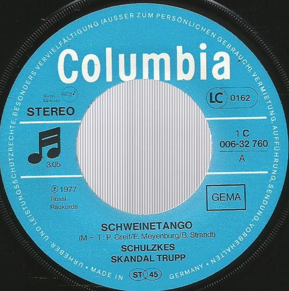Cover zu Schulzke's Skandal Trupp - Schweinetango | 1977 | Vinyl | Folk, World, & Country | Germany