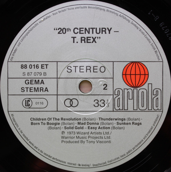 Cover zu T. Rex - 20th Century | Vinyl | Rock | Europe